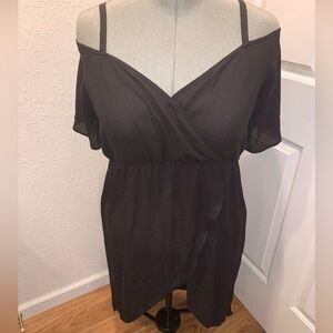 NWT Size 3x Torrid Sheer Black Off Shoulder High Low Top swimsuit cover $50MSRP